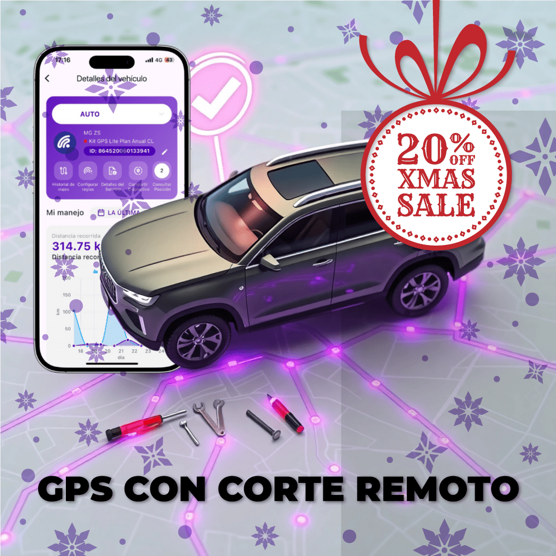 🎄 PROMOCIÓN DE NAVIDAD: 20% DE DESCUENTO 🎄 GPS para Auto con Corte Remoto WiseCity | Máxima Seguridad Antirrobo – Plan Anual - WiseCity Chile