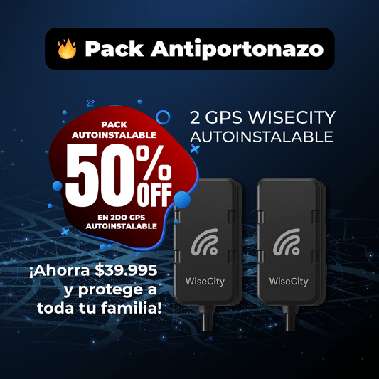 🔥 CyberDay Pack ANTIPORTONAZO: 2 GPS WiseCity Autoinstalables – Protege 2 autos y paga menos 🔒