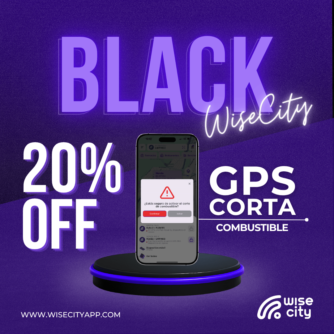 🖤 BLACK WISECITY: GPS CON CORTE REMOTO 20% OFF | CONTROL TOTAL DE TU SEGURIDAD | PLAN ANUAL - WiseCity Chile